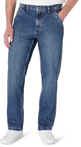 Amazon Essentials Vaqueros de Carpintero Rígidos de Corte Holgado Hombre, Color Piedra Lavado Medio, 30 de Ancho x 32 de Largo