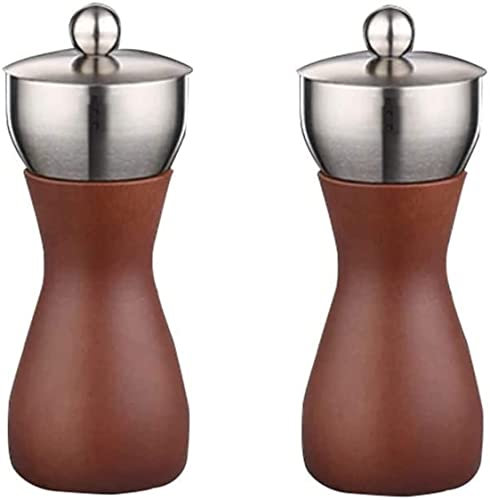 SXPXP Juego de Molinillo de Sal y Pimienta de Madera, Molinillo de Pimienta de Madera de Haya y cerámica de Grosor Ajustable, Molinillo de Pimienta Recargable