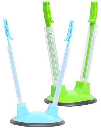 2 Pcs Sandwich Bag Stand Holders, Adjustable Food Bag Holders Stand, Plastic Freezer Bag Holder Stand Clips Stands for Non-Slip Base Plastic Bags Rack (Bule, Green)