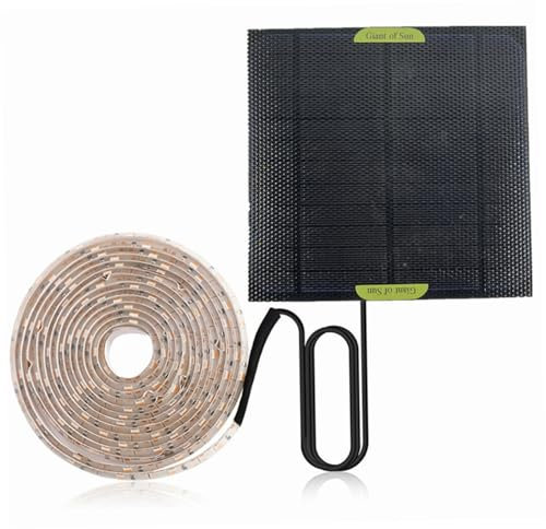 Jorzer Solar Powered Grow Lights, 16.4ft Plant Light Strip with Solar Panel Full Spectrum Growth Lights, Heat Lamp for Outdoor Indoor Garden Greenhouse S