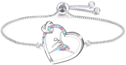 Luckimoli Bracelet de danse réglable avec pendentif en forme de cœur pour filles, cadeau d'anniversaire, de Noël