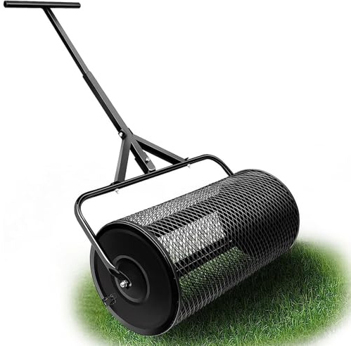 Compost Spreader with Side Clasps, Heavy Duty Metal Mesh Basket for Efficient Lawn & Garden Peat Moss Distribution