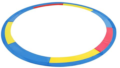 HuKaiL Trampolin Randabdeckung, Ø300cm Trampolin Federn PVC mit 30cm Breit, Schutzpolster Wasserdicht Reißfest Bodentrampolin mit Elastische Gurte und 10 mm Perlbaumwolle (Mehrfarbig (Blau+Rot+Gelb))