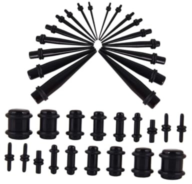 Baluue 36 Pieza Accesorios para Expansión de Orejas Perforación de Pabellón Auricular Dilataciones de Oreja Varios Material Acrílico Kit