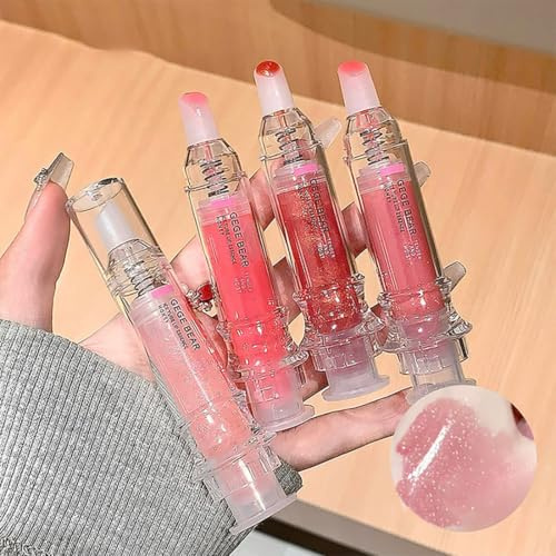 3 Farben Glänzender PLUMPING Lipgloss, Perfektionierende Pflegender Lippenstift Mit Volumeneffekt, Hydrating Nährstoff Lippenöl Lippenfleck, Langlebiger glänzender flüssiger Lippenstift