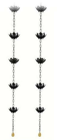 Qezodsx 2X Rain Chain, Rain Catcher Chain for Gutters Outside, Rain Chain Cups to Replace Gutter Downspout, Divert Water