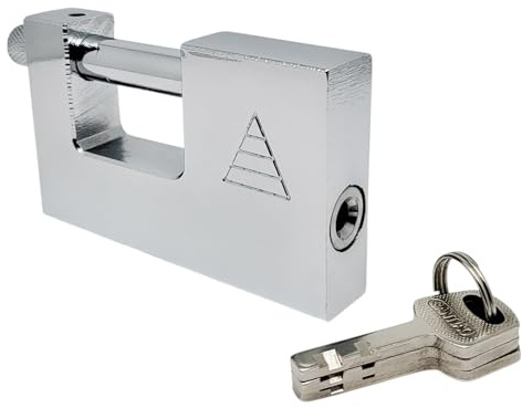 FAST WORLD SHOPPING - Lucchetto Corazzato Antiscasso 75 mm in Acciaio con 3 Chiavi – Lucchetto Alta Sicurezza per Moto, Cancello, Serranda e Garage – Catenaccio Blindato con Grillo 10 mm