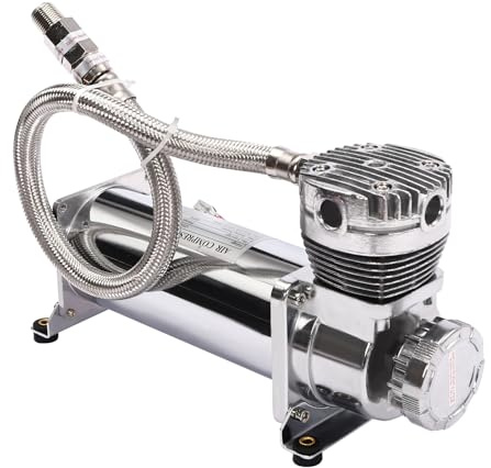 Compressore d'aria per auto, 12 V, 200 PSI, motore in rame, compressore portatile, gonfiaggio pneumatici fuoristrada, 50 l/min, sistema di sospensioni, 11,8 x 3,9 x 6,5 pollici, 72 dB, silenzioso