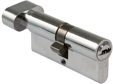 Amig - Cilindro de seguridad con muletilla - Cerradura para puertas - Bombín de Alta Seguridad - Antiganzúa y Antitaladro - Incluye 5 llaves - Cromado Brillo - Medidas: 70 (30M-40 mm)
