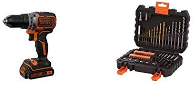 BLACK+DECKER BL186K-QW Trapano Avvitatore Brushless + A7188-XJ Set per Forare ed Avvitare, 50 Pezzi