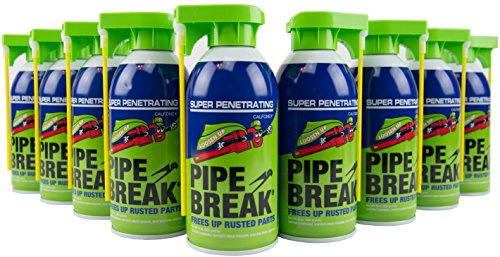 Case of 12 Pipe Break 9 oz. Penetrating Oil Aerosol Spray Cans with Attached Straw for Pinpoint Spray or Wide Stream Spray Penetrant for Rust - Low Odor - Free Rusted Nuts and Fasteners