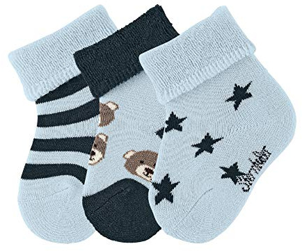Sterntaler Baby - Jungen Baby- 3er-pack Socken Bären, Blau (Bleu 313), 15-16 EU