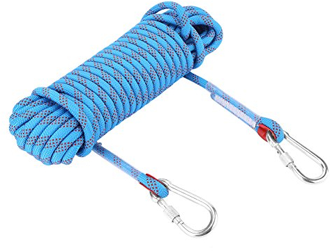 VGEBY1 Kletterseil, Notfall Camping Paracord Sicherheitseil mit Karabiner für Camping Caving Mountaineering(20m)