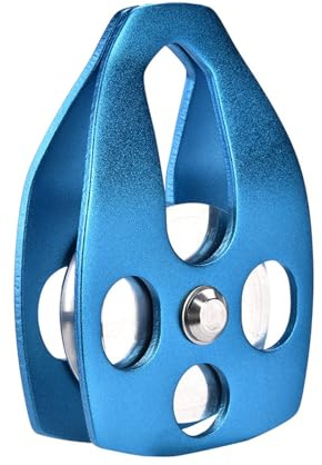 Alomejor Climbing Single Pulley 28KN Leichtmetall Rettungsrolle Pendelplatte Hochleistungs Einfachschwenk Seilrolle Fixed Rock Climbing(Blau)
