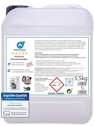 KaiserRein Universal Schnellentkalker im 5L Kanister (Inh.5,5kg) Entlalker Kalklöser extra stark z.B. für Kaffeemaschine, Wasserkocher, Heisswassergeräte, Perlatoren usw.