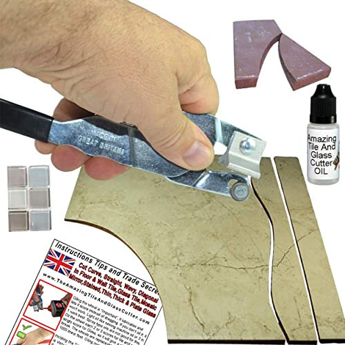 Tagliapiastrelle tagliapiastrelle per mancini, per piastrelle di ceramica, vetro, taglio linee rette e linee curve in modo pulito, senza sega bagnata, nessun disordine, taglio più veloce e pulito di
