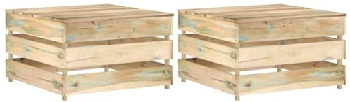 vidaXL 2X Kiefernholz Imprägniert Garten Palettentisch Beistelltisch Gartentisch Hocker Couchtisch Teetisch Tisch Fußhocker Gartenhocker