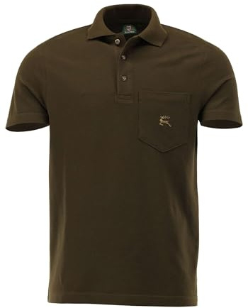 OS Trachten Herren Poloshirt Kurzarm Jagdshirt mit Polokragen Balun, Größe:M, Farbe:Oliv