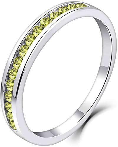 YL Damen Ewigkeitsring 925 Sterling Silber Schliff August Geburtsstein Peridot Zirkonia Jahrestag Verlobungsring(Größe 56