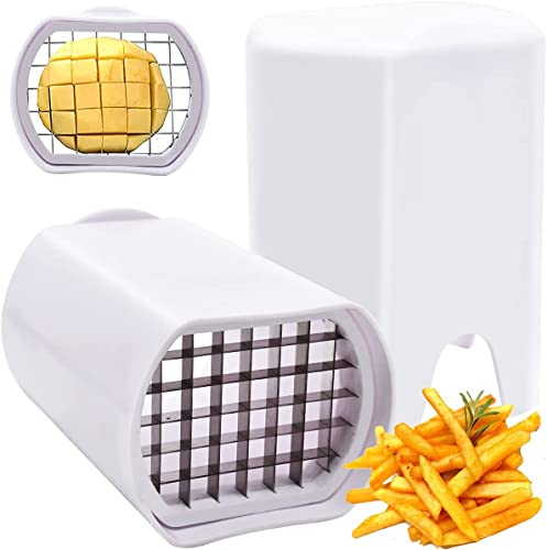 Cortador de Patatas, Cortador de Patatas Fritas Profesional, Cortador de Patatas manual con Rejillas para Cortar, Perfecto para hacer patatas fritas naturales (Blanco)