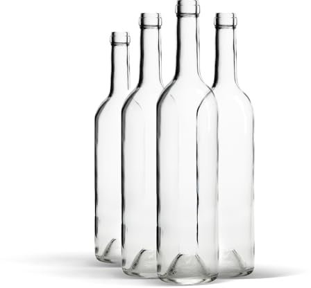 WYSKONT Bouteille 750ml Bordeaux 48 pièces - Bouteilles de vin vide pour brasserie à la maison - Boîte de rangement pour boissons - Décoration de service - En verre transparent