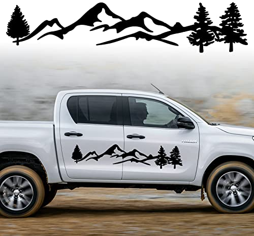 Montagne Autocollant pour Capot de Voiture,Auto Autocollant Graphique Vinyle Decal Décoration Automatique Autocollant pour Coffre de Porte Latérale de Carrosserie de Véhicule VR Tout-terrain SUV(Noir)