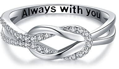 Senpotly 925 Sterling Silver Love Knot Ring for Mother and Daughter Square Knot Ring for Couple Friendship Kont Rings Mother's Day Birthday Valentine's Day Christmas Jewelry Gifts for Women (9)