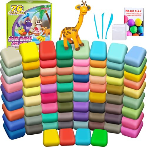 Modelliermasse-Set - 76 Farben Lufttrocknende magische Knete für Kinder, Geschenk für Jungen und Mädchen im Alter von 3-12 Jahren