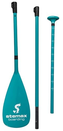 Stemax Carbon-/Fiberglas 3-teilig verstellbares SUP Paddel für SUP-Board Surfboard Stand up Paddle (Farbe: Türkis)