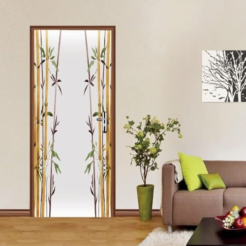 Türtapete Selbstklebend 86x200 cm Türfolie Selbstklebend Bambus Türaufkleber Türposter Asiatischer Bambus Türsticker Fototapete 3D Effekt für Schlafzimmer Wohnzimmer Küche A5441