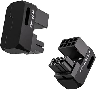 EZDIY-FAB Shield Series 8-Pin PCIe GPU Power Adapter,180-Grad U-Turn Abgewinkelter Anschluss,Aluminium Design für Grafikkarten-Standard Typ,Schwarz-2 Pack