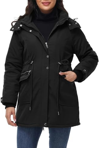 Maacie Chaqueta Maternity de algodón con cuello alto e impermeable (2024), color negro (talla XXL)