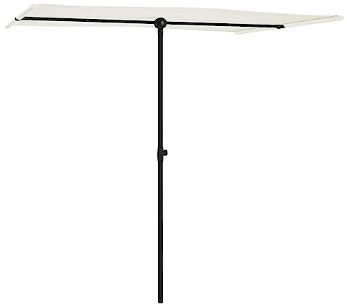 Higsose Gartenschirm Sonnenschirm 180x130x215 cm Höhenverstellbar Marktschirm Terrassenschirm mit Metallmast und Rippen 360 Grad Drehbar Weiß Parasol Balkon Schirm UV Schutz Polyester