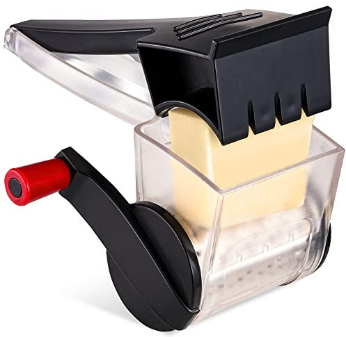 GDL Rallador de queso con manivela, rallador de queso parmesano compacto para cocina, apto para lavavajillas, con hoja de acero inoxidable para queso, nueces, chocolate y más.