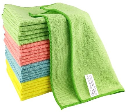 IDEA HOME Panni Microfibra 24 Pezzi - Panni per la Pulizia 30x30cm - Panni per la Polvere - Riutilizzabile Panni Multiuso per Casa, Cucina - Colori Assortiti