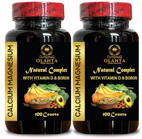 Calcium Magnesium Complex - Calcium Magnesium & Boron, Muscle & Immune Support Nerves, Multi Minerals Blend, Vitamin D3 for Bone, Manganese Citrate, Minerals for Bone Support - 2 Bottles 200 Capsules