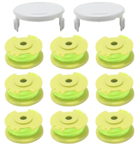 COEWUR 9 Pezzi Bobine per tagliaerba Bobine di Filo per Ryobi AC80RL3 Ø 2mm & 3.4m con 2 Copertura Bobina di Tagliabordi Rocchetti di Ricambio Compatibile con Ryobi One + 18V 24V 40V RY40204 RY40220