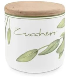 La Porcellana Bianca Barattolo cucina Zucchero con coperchio in legno Coltivia 1 LT