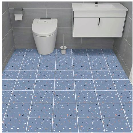 Peel and Stick Vinyl Flooring Roll 60cm x 5m - Non-Slip, Easy Installation, Waterproof Floor Covering for Bathroom, Kitchen, Living Room - Stylish Gravel Blue Grey Design