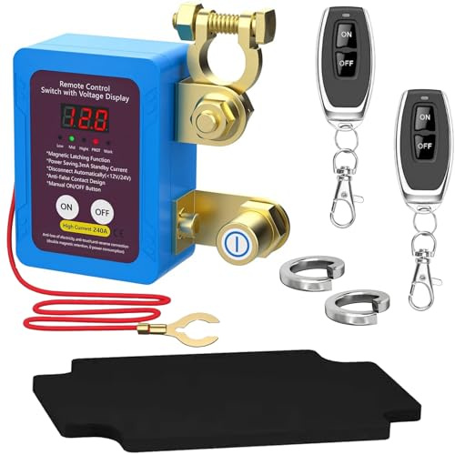 Drahtlose Ferngesteuerter Auto Trennschalter mit LED-Anzeige, 12V Batterie Trennschalter 240A, Batterie Kill Switch Anti-Diebstahl Automatische Abschaltung Schalter Auto Trennrelais für RV, ATV