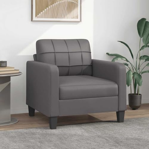 Emmtore Sofa,Couch für Wohnzimmer,Polstersofa mit Metallgestell, Loungesofa Wohnzimmersofa Wohnzimmermöbel,Kunstleder Sofa,Grau,60 cm