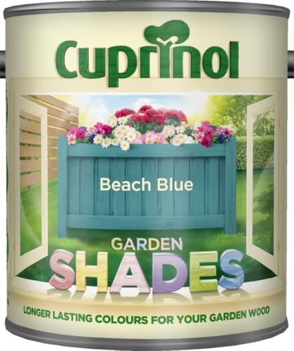 DUAYRA Garden Shades Paint | Quick Drying Water Based | For Garden Fence, Shades, Benches, Terracotta, Brick, Stone | Exterior Wood Furniture | Long Lasting (Beach Blue, 1 Liter)