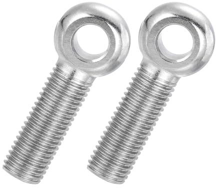 PATIKIL 2 Stk Ringschraube M16, 304 Edelstahl Ösenschraube M16x60mm, Silber | Metrisch Vollgewinde Ösenbolzen, Metall Augenschraube für Automobilindustrie, Ventile, Rohre