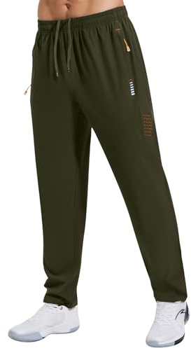 Gaiatiger Tracksuit Bottoms Men Quick Drying Jogging Bottoms Men's Casual Trousers Gym Workout Sweatpants with Zipper Pockets-C3039-Army Green-XL
