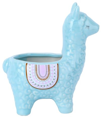 IWOWHERO Maceta Cerámica Alpaca Dibujos Animados para Suculentas y Cactus con Drenaje Maceta Interior Creativa para Plantas Pequeñas Contenedor Decorativo para Flores