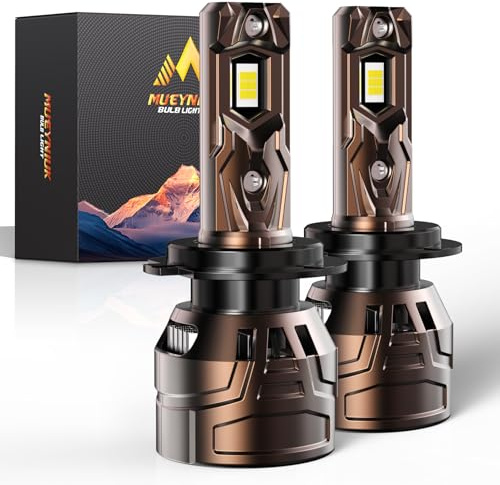 MUEYNIUK Upgraded H7 Light Bulbs, 36000LM Super Bright 6500K 800% Brighter, Plug and Play Quick Installation, IP68, Long Service Life with Cooling Fan (Pack of 2)