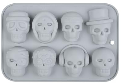 Skull Chocolate Moulds Halloween Ice Cube Molds Silicone – 1 Pack Food Grade Baking Trays for DIY Candy Making – 3D Skull Ice Cube Trays for Whiskey Cocktails Non-Stick Flexible Cake Decoration Mould