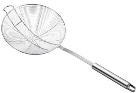 Tofficu Cuchara Coladora Grande de Acero Inoxidable con Doble Gancho, Utensilio Ranurado para Cocina, Colador Multifuncional para Freír y Filtrar Aceite, Herramienta para Uso Doméstico