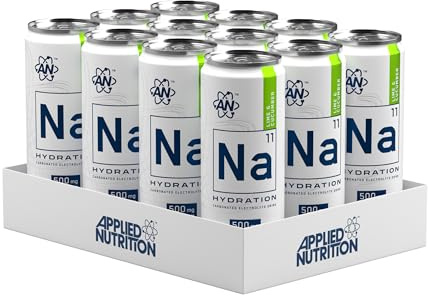 Applied Nutrition Na-11 Boisson Électrolyte Gazeuse, Lime et Cucumber, Sans Sucre, 500mg Sodium, Magnésium et Potassium avec Niacine et Vitamine B12, 12 Canettes x 330ml