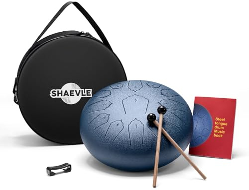 Shaevle Steel Tongue Drum 12 Inch 13 Notes Calm Drum | Rain Drum Outdoor Handpan for Meditation Yoga, Calming Percussion Instrument Musical Gift for Adults & Beginners